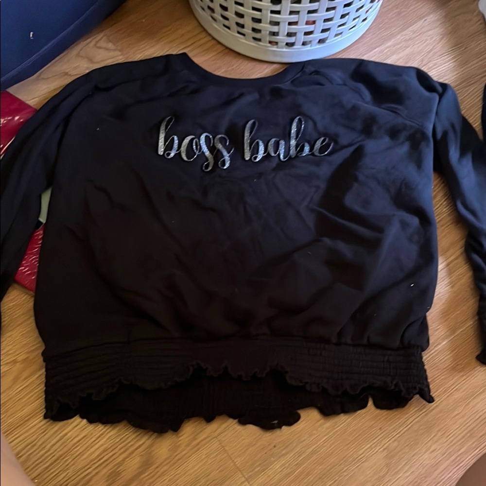 Lane Bryant Black 'Boss Babe' Blouse